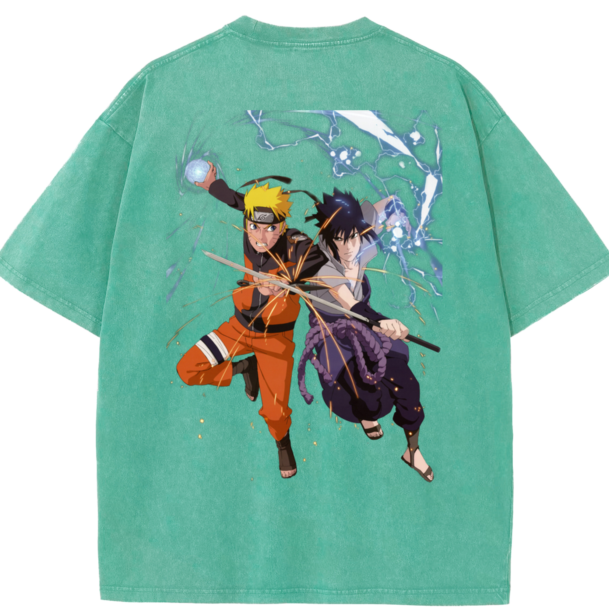 （画像用） NARUTO -ナルト- うずまき ナルト Uzumaki Naruto 綿100% ヴィンテージ風 半袖Tシャツ（背面プリント）